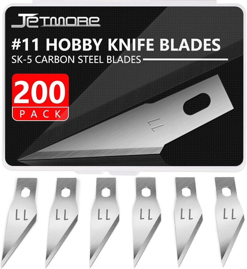 Jetmore 200 Pack Exacto Knife Blades 11, Craft Knife Blades Replacement, Exacto Blade 11, Hobby Knife Blade Refills for Art, Craft, Scrapbooking, Cutting, Carving - Image 1
